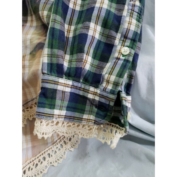 Upcycled Acid Washed Distressed Acid Dyed Tommy Hilfiger Flannel Shirt  Size L - Picture 5 of 6